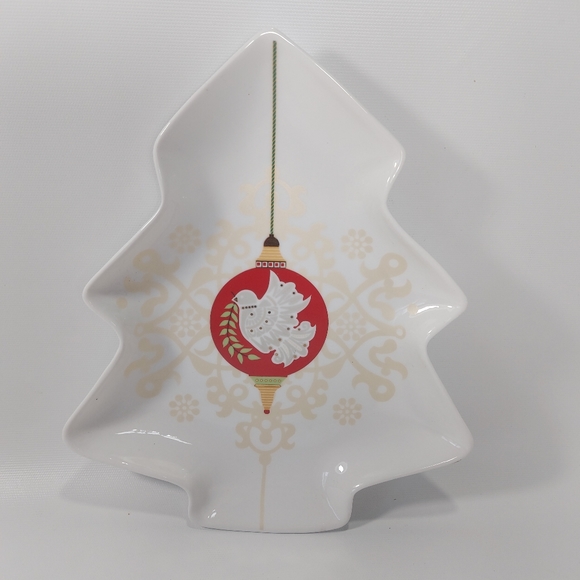 Maxwell Williams Baubles Christmas Tree Shaped Porcelain tray/ platter - Picture 1 of 9